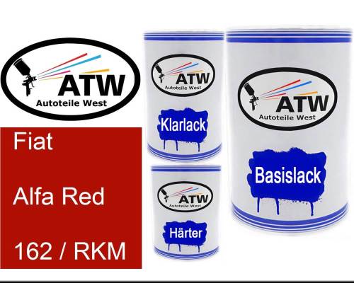 Fiat, Alfa Red, 162 / RKM: 500ml Lackdose + 500ml Klarlack + 250ml Härter - Set, von ATW Autoteile West.